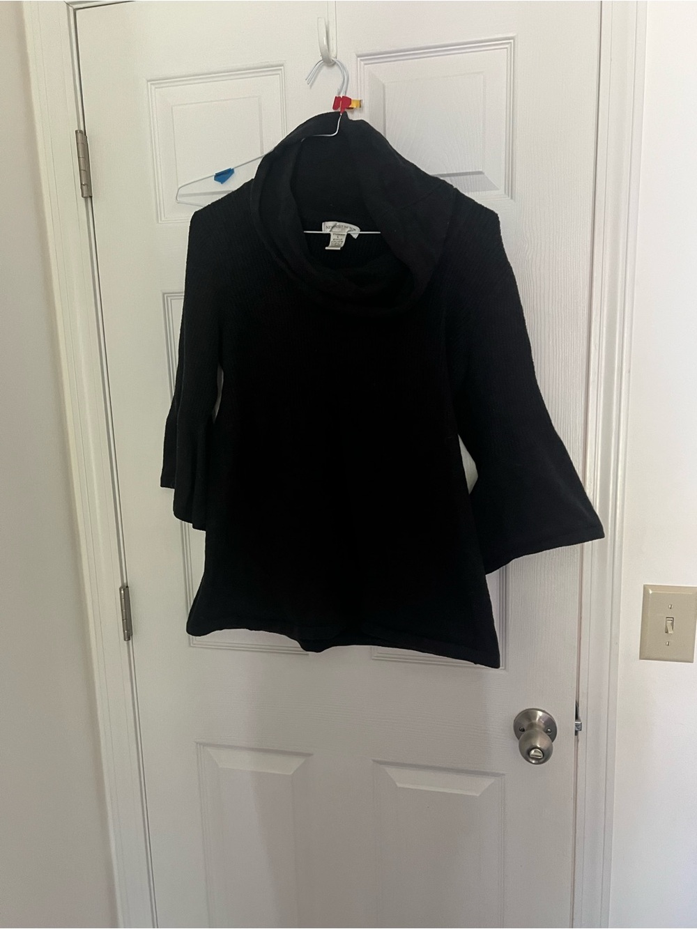 Newport News Black Cowl Neck Bell Sleeve Sweater